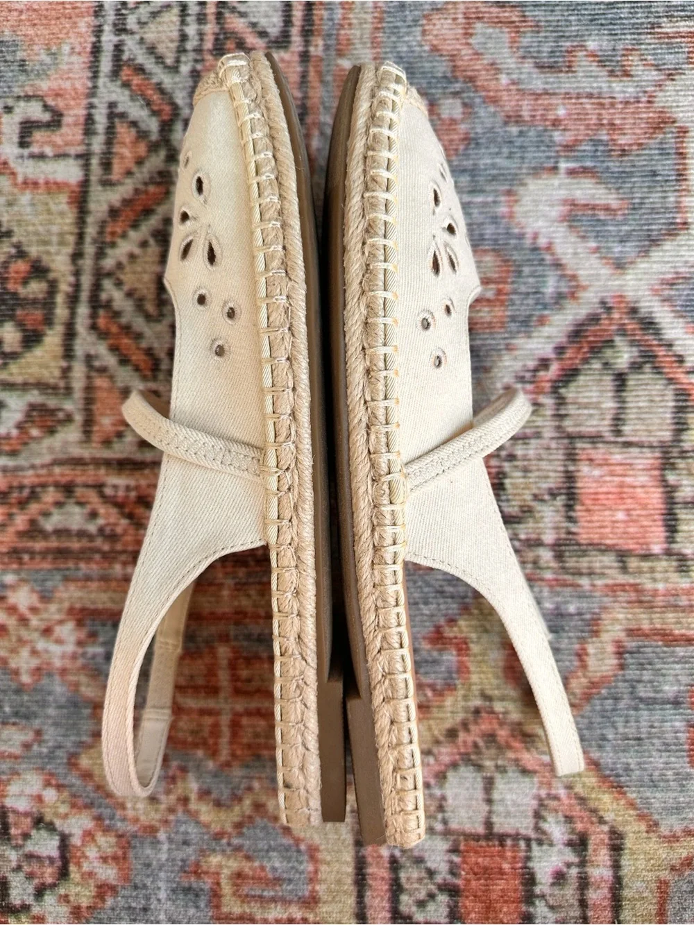 Time and Tru Cream Slingback Espadrille Flats Size 9